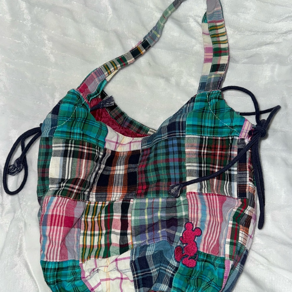 Disney Mickey Mouse Multicolor Plaid Shoulder Bag